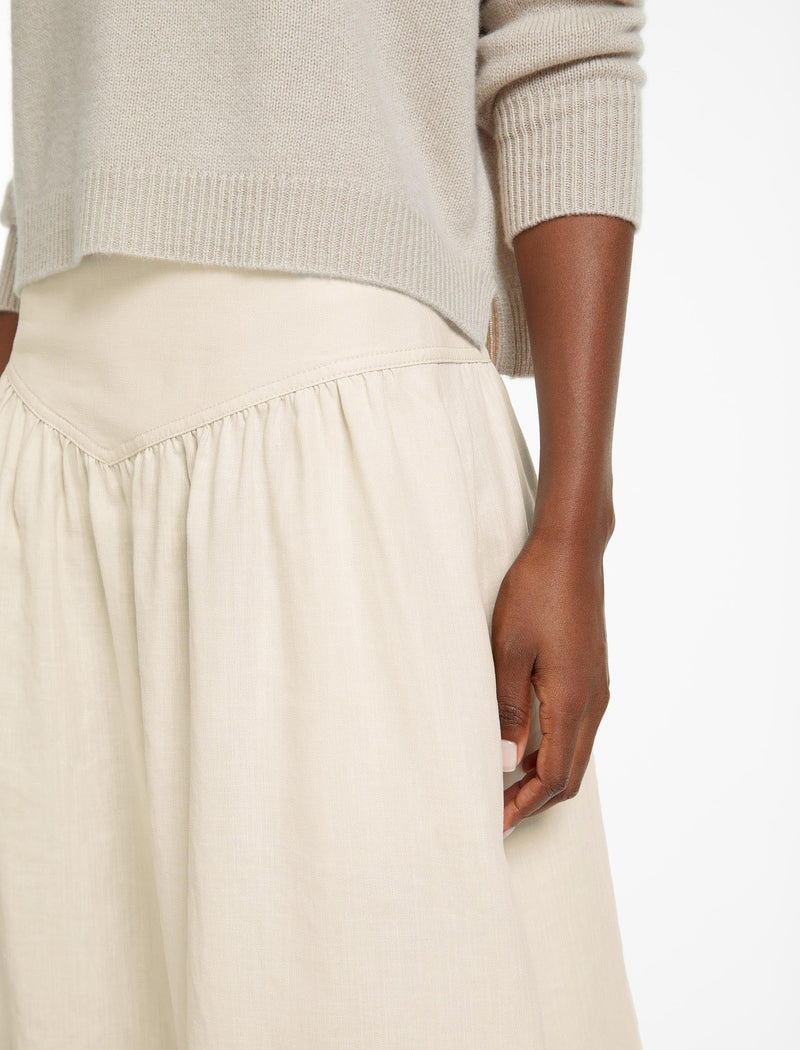 Lyla Techni Linen Midi Skirt - Cream