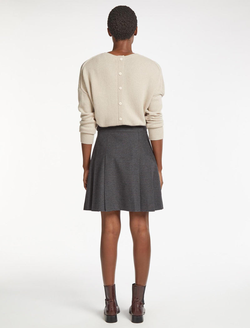 Celina Wool Short Skirt - Charcoal Navy Black Check