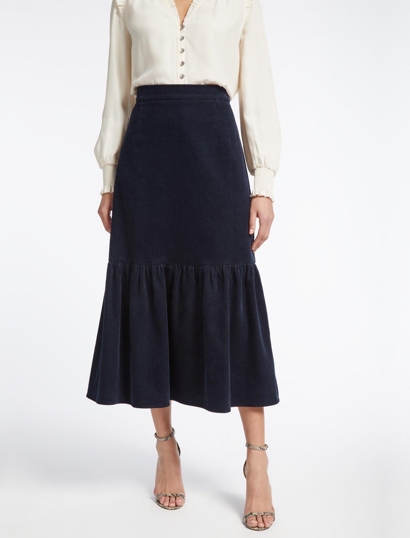 Daphne Corduroy Maxi Skirt - Navy
