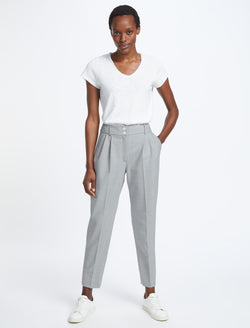Tristan New Wool Tapered Trouser - Light Grey