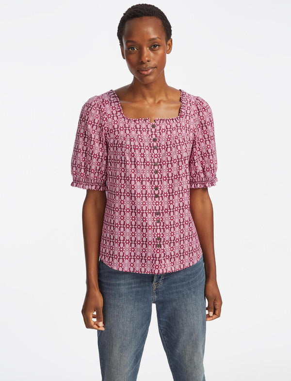 Shannon Organic Cotton Shirt - Pink Geo Star Print