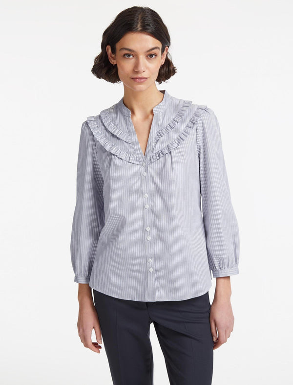 Suki Cotton Shirt - Blue White Stripe