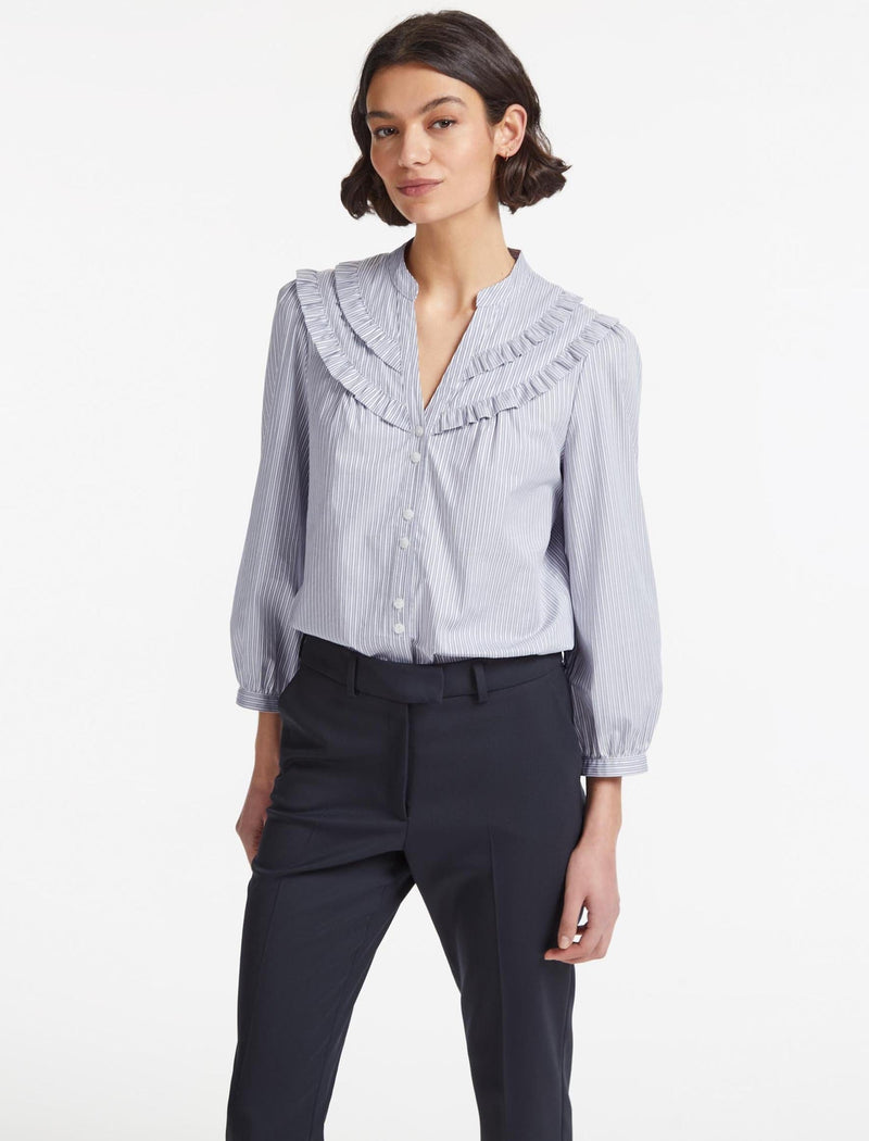 Suki Cotton Shirt - Blue White Stripe