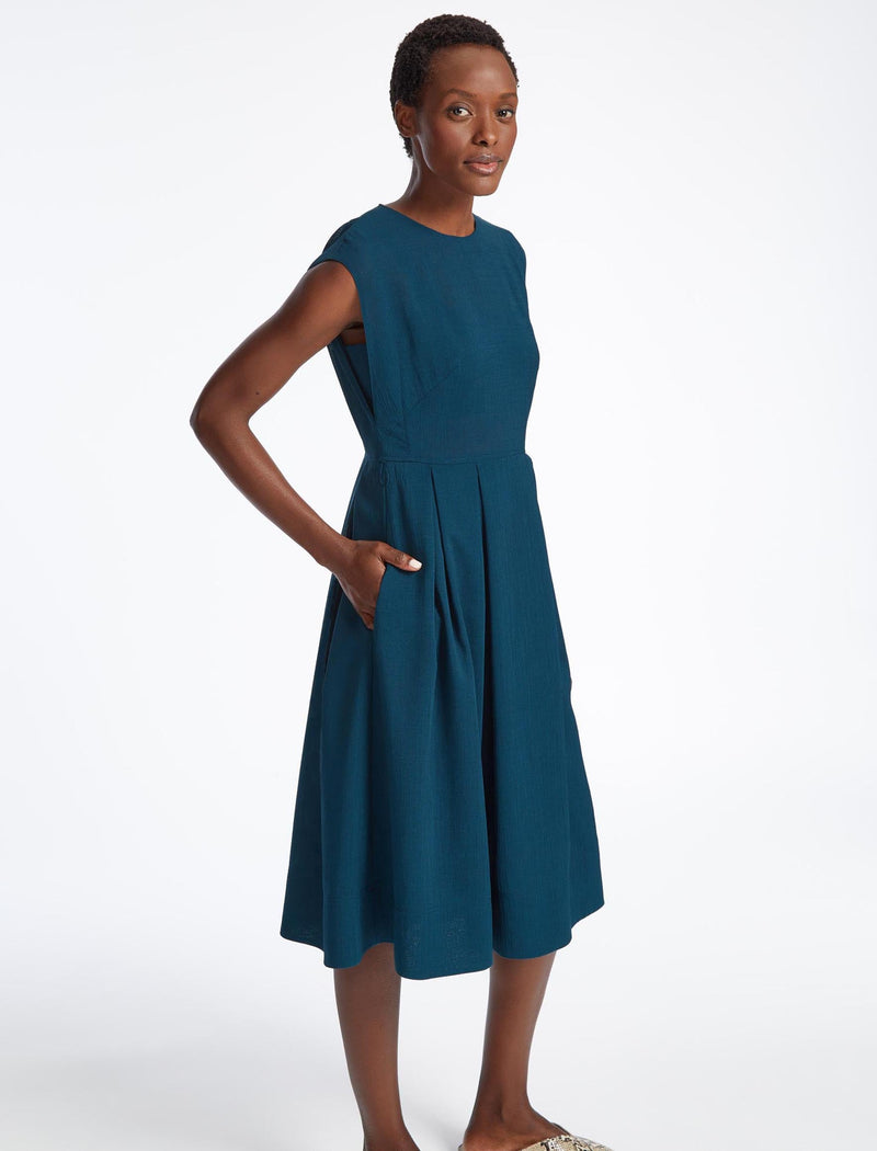 Thandie Techni Voile Midi Dress - Petrol Blue