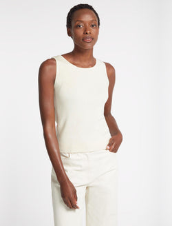 Tammy Rayon Round Neck Vest - Cream