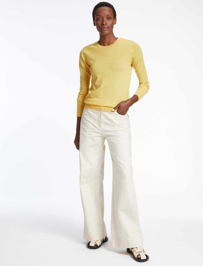 Jodi Cotton Jumper - Mustard Yellow Cream Stripe