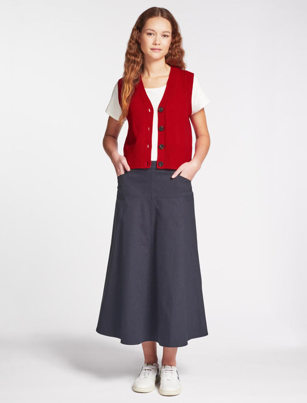 Sierra Cotton Maxi Skirt - Navy