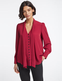Carla Blouse with Scarf - Red