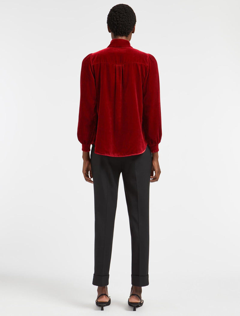 Jacquetta Velvet Blouse - Red