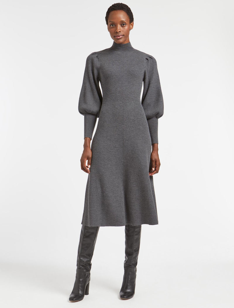 Eva Wool Knit Maxi Dress - Dark Grey