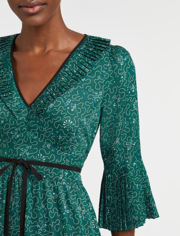 Cefinn Petra Silk Maxi Shirt Dress - Emerald Green