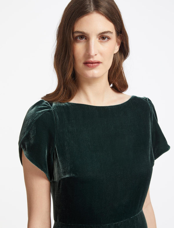 Emily Velvet Midi Dress - Green