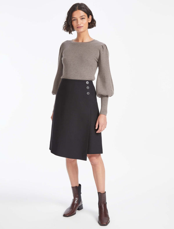 Audrey Wool A Line Skirt - Black